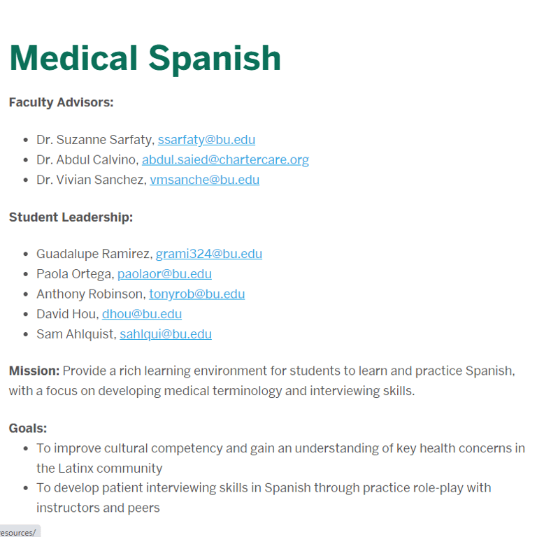 Hispanic and Latino Organization in Massachusetts - BU Medical Spanish