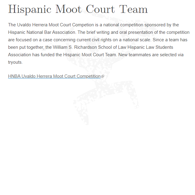 Hispanic and Latino Organization in Hawaii - UHM Hispanic Moot Court Team